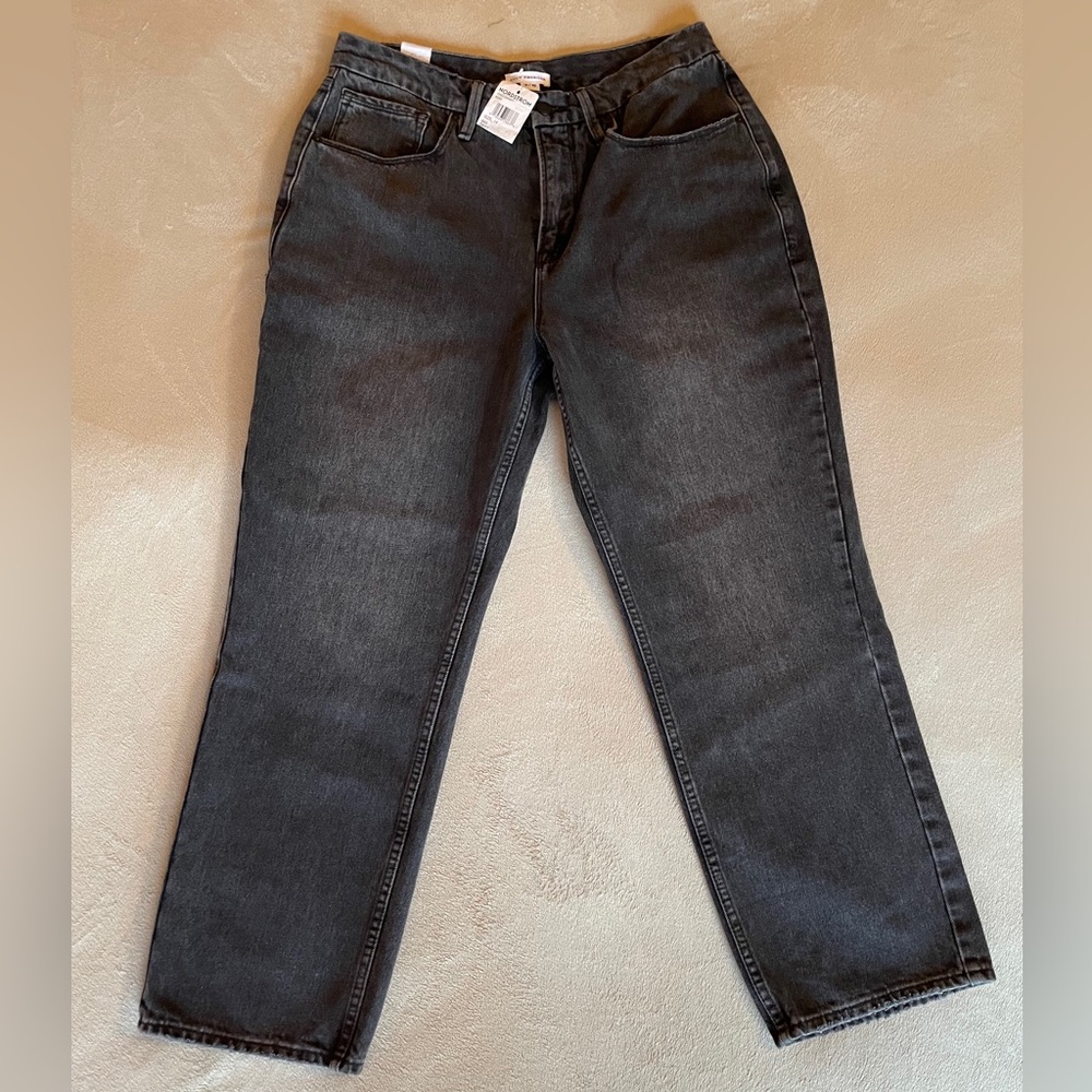 NWT Good American 90’s High Rise Crop Straight Jeans Black Size 14